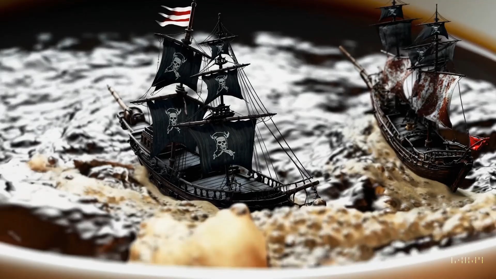 Ships battle in coffee