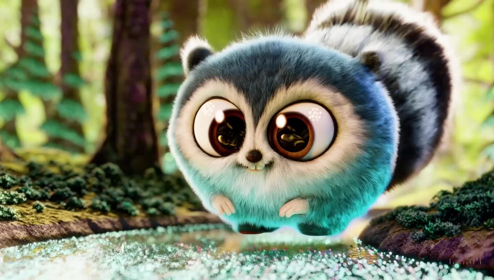 3D Big Eyed Fluff Ball Cartoon