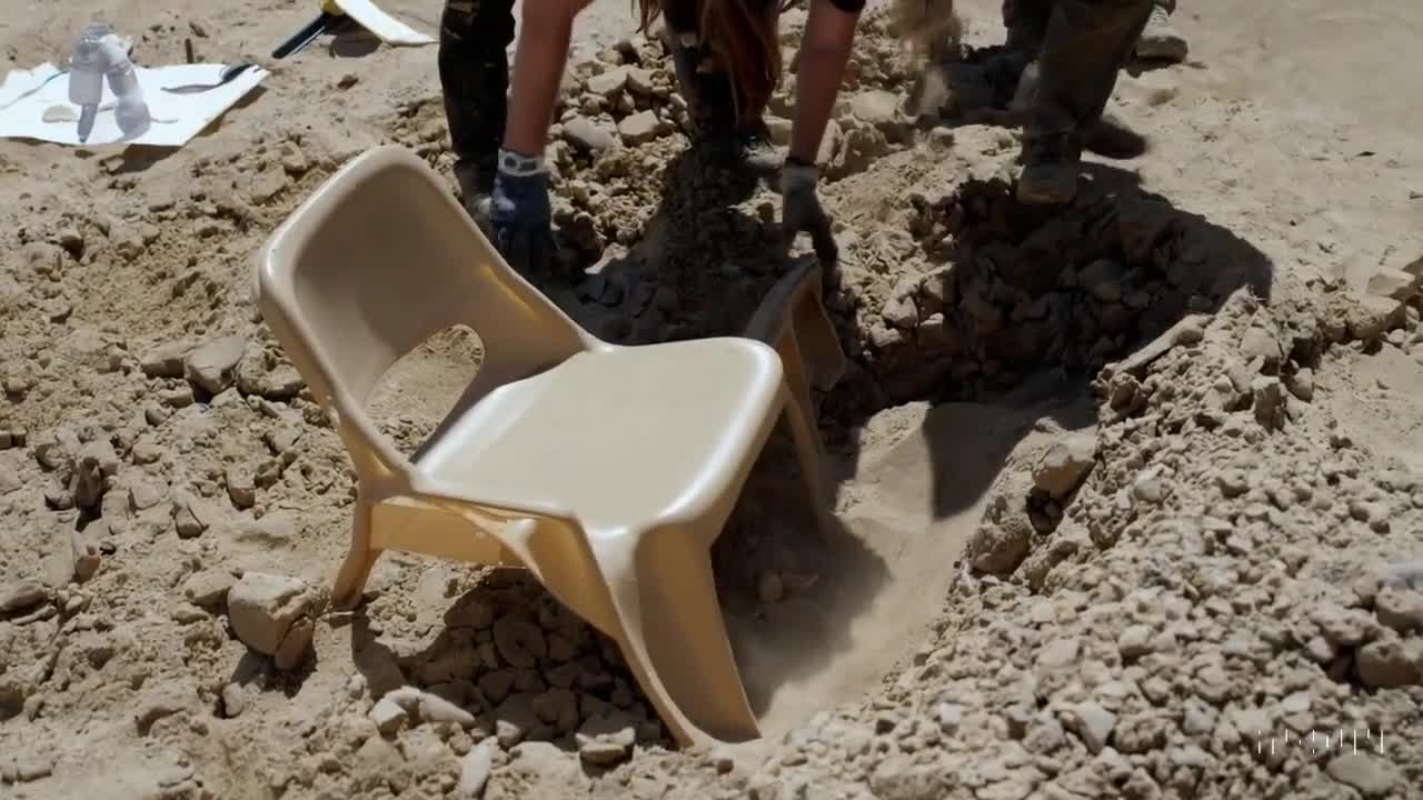 Archeologists discover a plastic chair in the desert