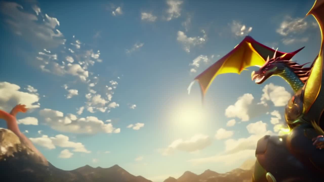 Dragon flying above the mountains