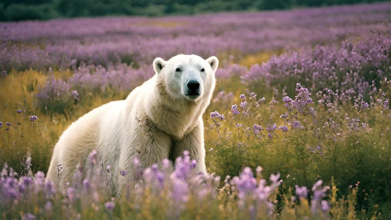 Polar Bear in Meadow