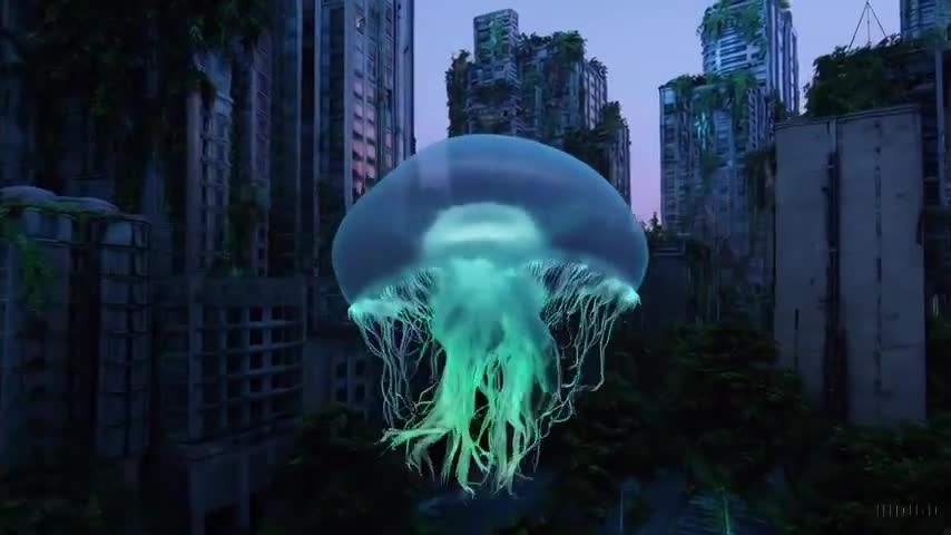 Jellyfish in a desertic city