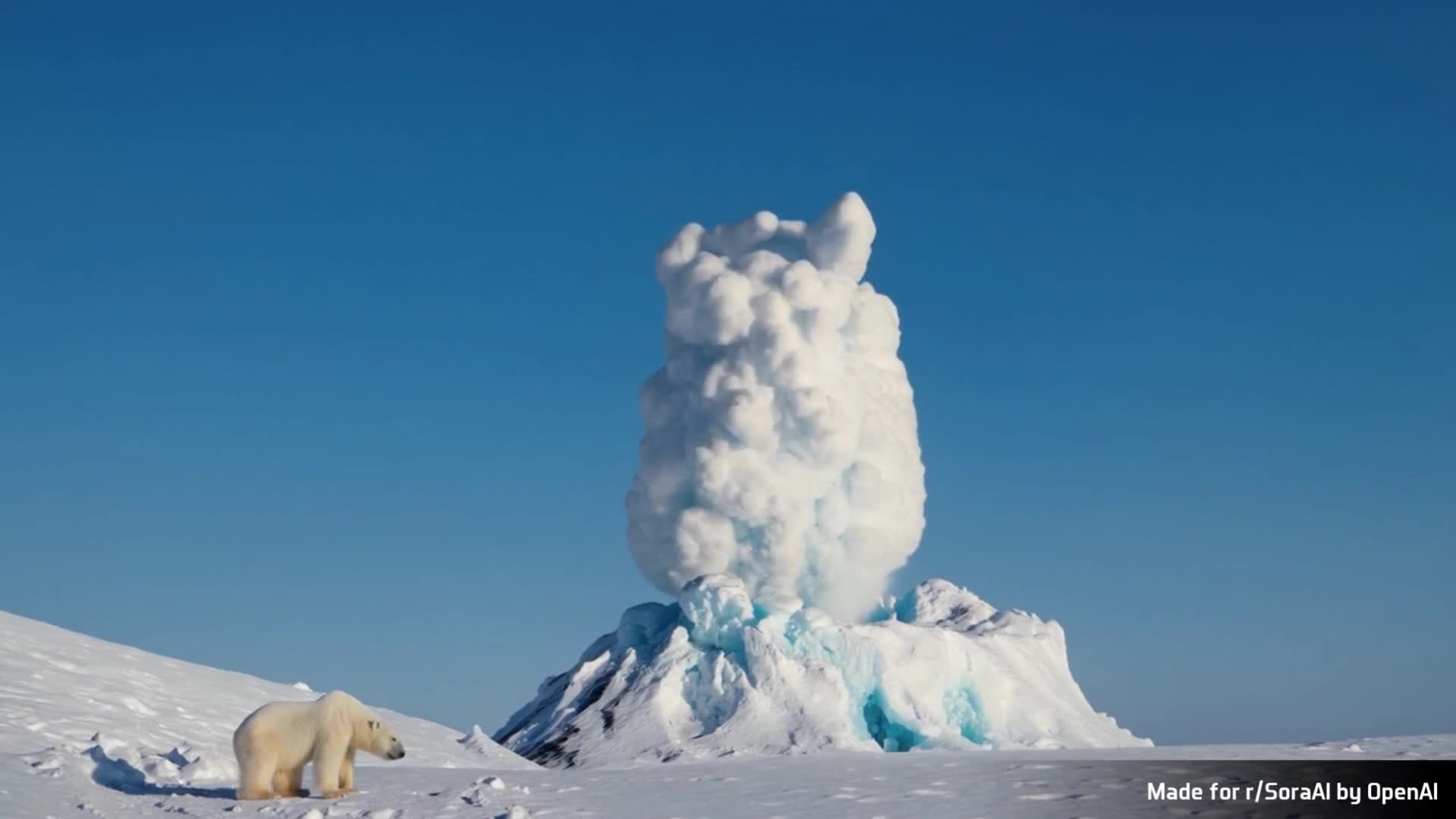 Arctic volcano erupting